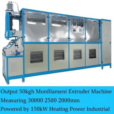 주문 출력 50kgh 모노필라멘트 압출기, 크기 30000 x 2500 x 2000mm, 150kw 가열 전력, 산업용 online manufacture